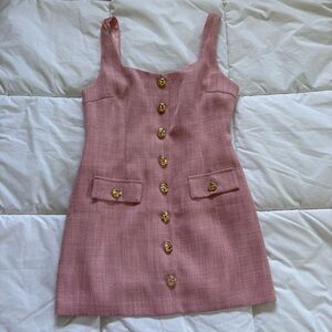 Pink Tweed Mini Dress